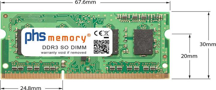 Actual product image PHS-memory 2GB RAM memory for Asustor AS-604T DDR3 SO DIMM 1333MHz PC3-10600S (Asustor AS-604T, 1 x 2GB)