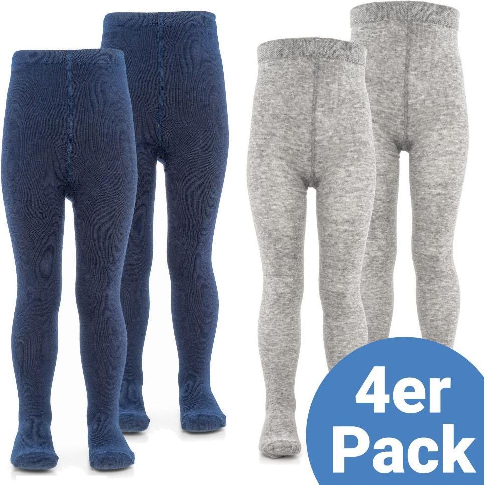 Thumbnail - La Loona, Strümpfe, LaLoona Baby-Strumpfhosen Strumpfhose 4er Pack - Marine Grau-Melange -, Blau, Grau, (62/68)