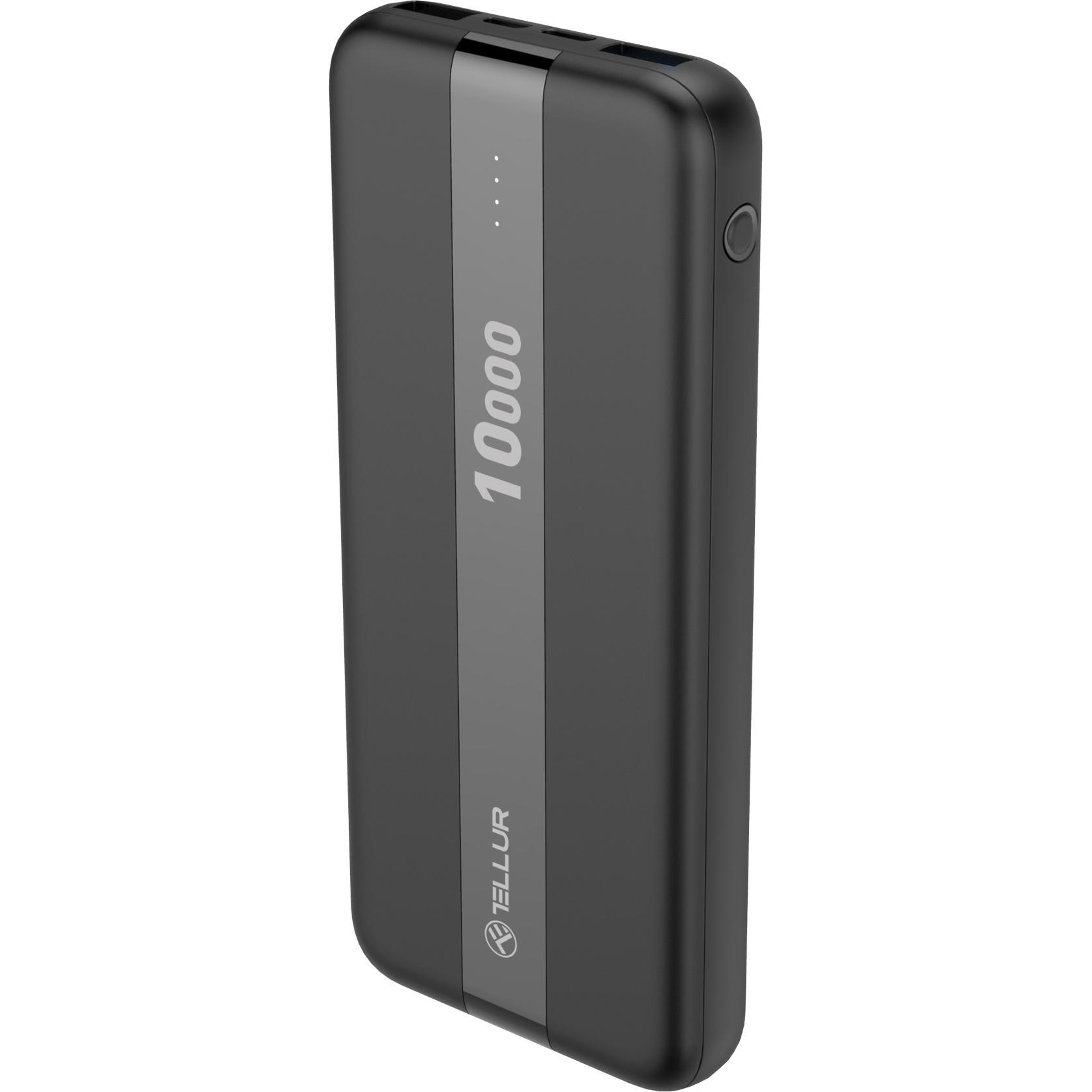 Tellur PBC103 10000mAh nero (10000 mAh, 5 W, 37 Wh), Powerbank, Nero