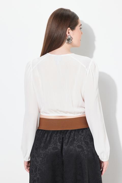 Produktbild Ulla Popken Dirndlbluse, Gummisaum, Rundhals, weiter Langarm (52)