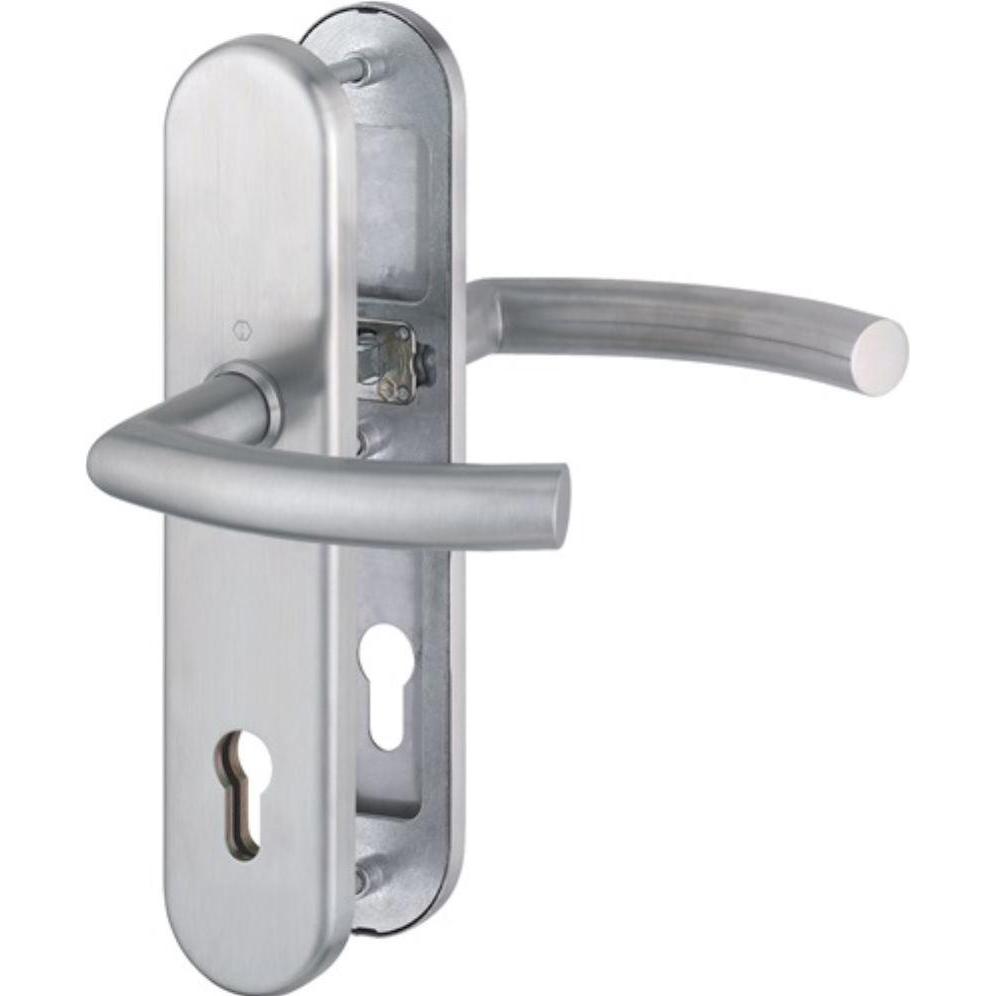 Hoppe, Türgriff + Fenstergriff, Schutzgarnitur Trondheim E1430Z/3331/3310 Edelstahl F69 92 mm 67-72 mm (Türgarnitur)