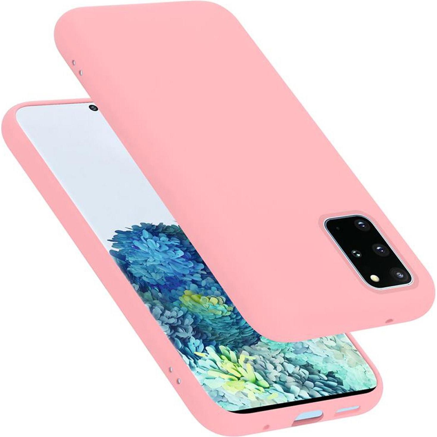Cadorabo TPU Liquid Silicone Case Cover (Samsung Galaxy S20+), Smartphone Hülle, Rosa