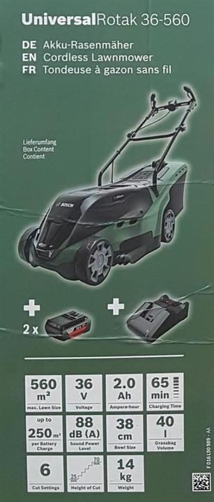 Image du produit Bosch Home & Garden Universal Rotak 36-560 (Fonctionnement sur batterie)