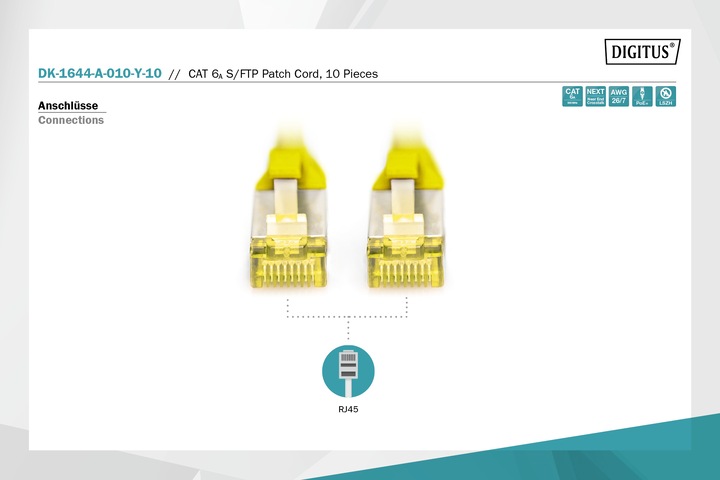 Produktbild Digitus CAT 6A S/FTP Patchkabel, 10 Stück (S/FTP, CAT6a, 1 m)