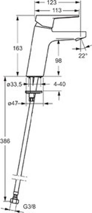 Image du produit Hansa Hansatwist XL Mitigeur de lavabo, saillie 123 mm, sans vidage, 1 trou, 09022283