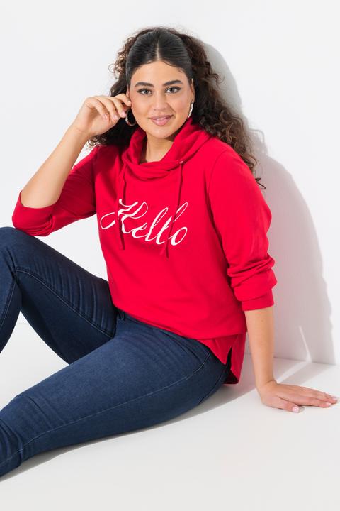 Produktbild Ulla Popken Sweatshirt, Classic Fit, HELLO, Stehkragen (50, 52)
