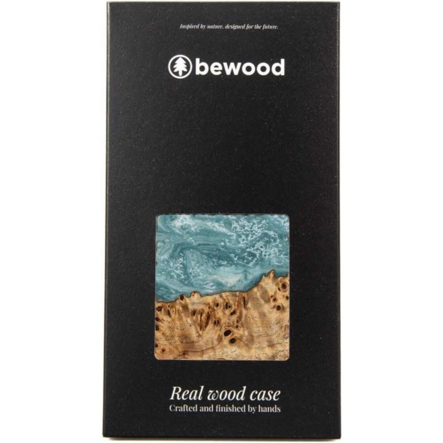 Thumbnail - Bewood Hülle aus Holz und Harz für iPhone 15 Plus Unique Uranus – Blau und Weiss (Apple iPhone 15 Plus), Smartphone Hüll...