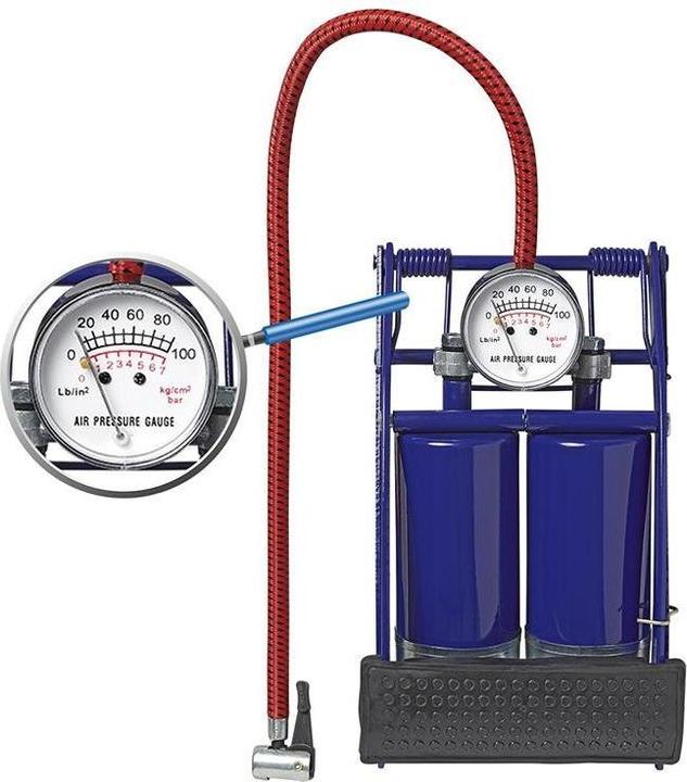 Produktbild ProPlus Fusspumpe Doppelzylinder mit Manometer