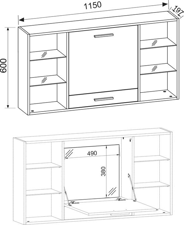 Actual product image VCM Dressing Table Wall Desk Wall Shelf Teala Mirror (115 x 20 x 60 cm)