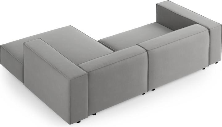 Actual product image Cosmopolitan Design Velvet Right Corner Sofa, "Arendal", 3 Seats, Light Grey, 224x166x70 Made in Europe (3-seater, Corner sofa)