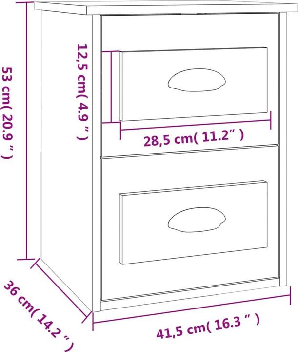 Immagine prodotto vidaXL Wand-Nachttisch (41.50 x 36 x 53 cm)