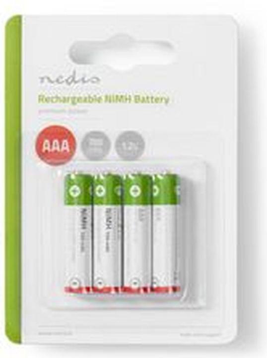 Actual product image Nedis Rechargeable NI-MH battery AAA 1.20 V AAA 700 mAh pre-charged blister 4 pieces, BANM7HR034B (4 pcs., AAA, 700 mAh)