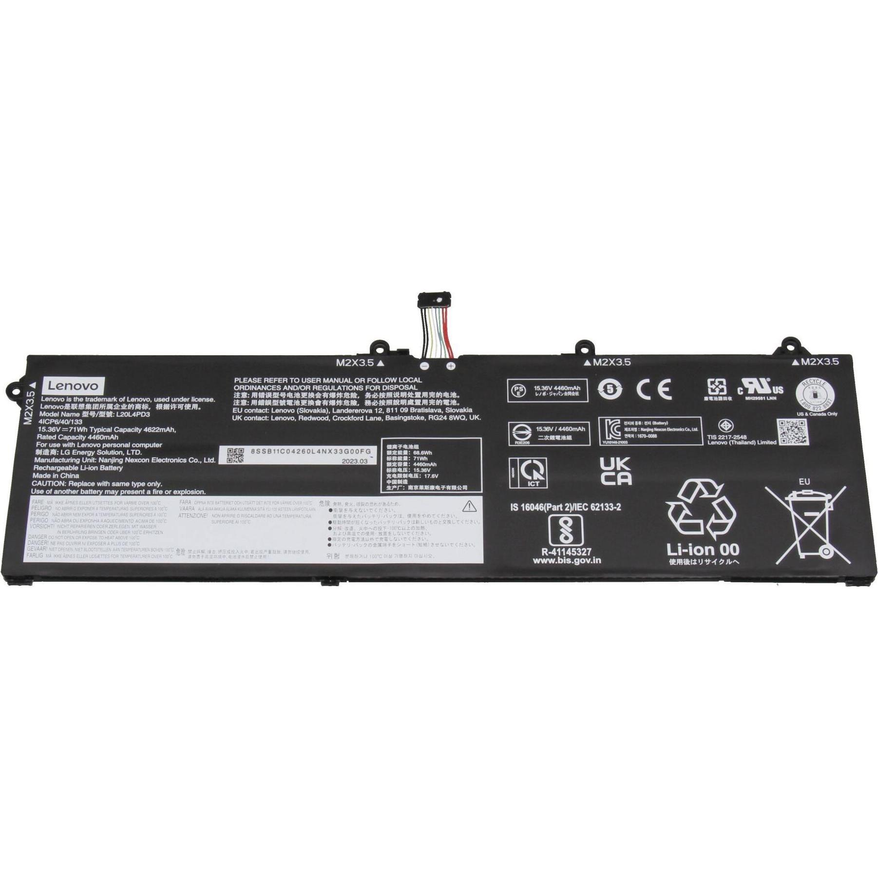 Lenovo L20L4PD3 (4 Zellen, 4625 mAh), Notebook Akku