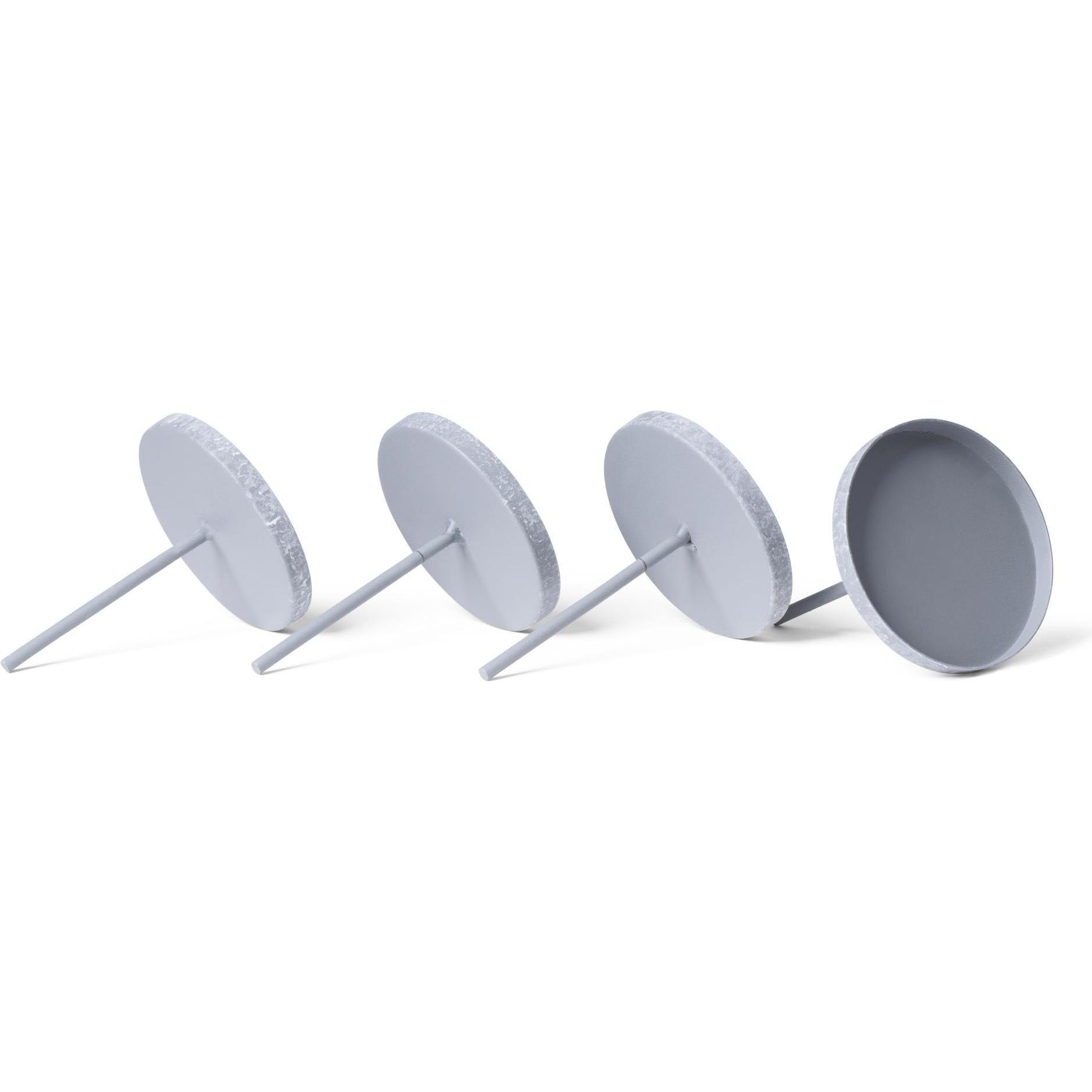 Novaliv, Kerzenständer, 4x Kerzenpick Flach 8 cm GRAU