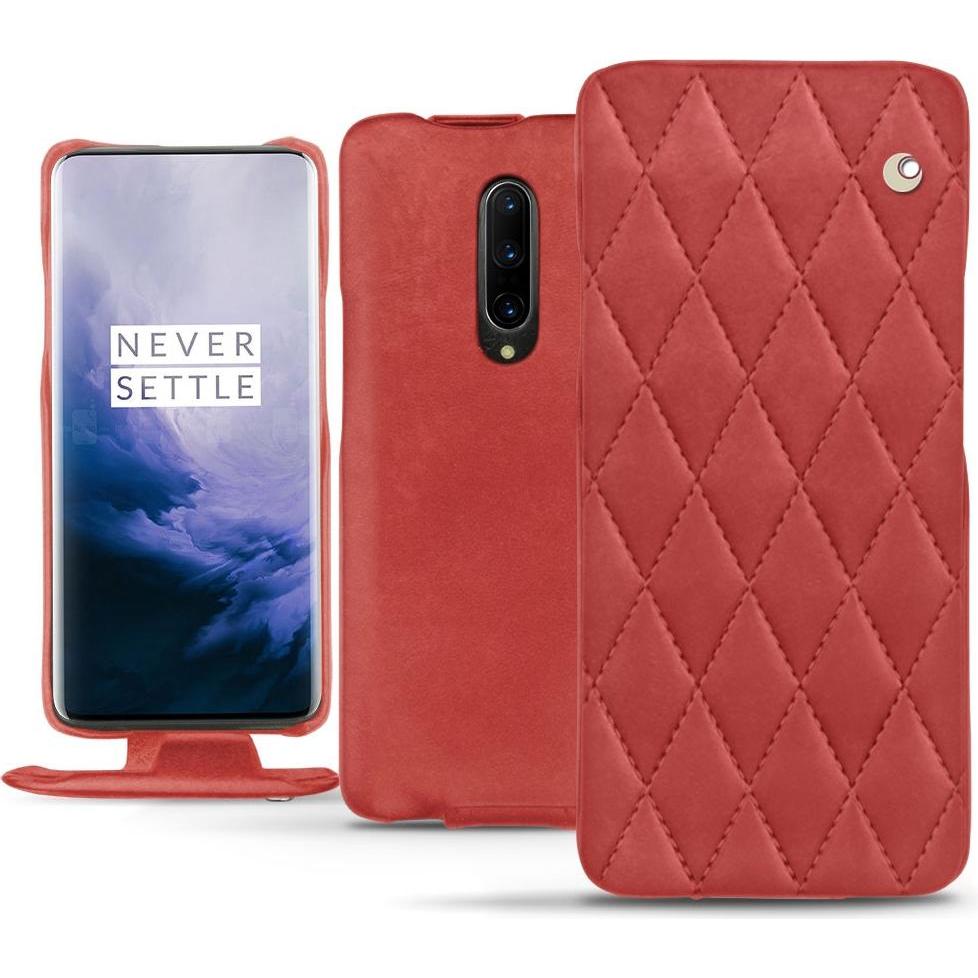 Noreve Lederschutzhülle vertikal (OnePlus 7 Pro), Smartphone Hülle, Rot