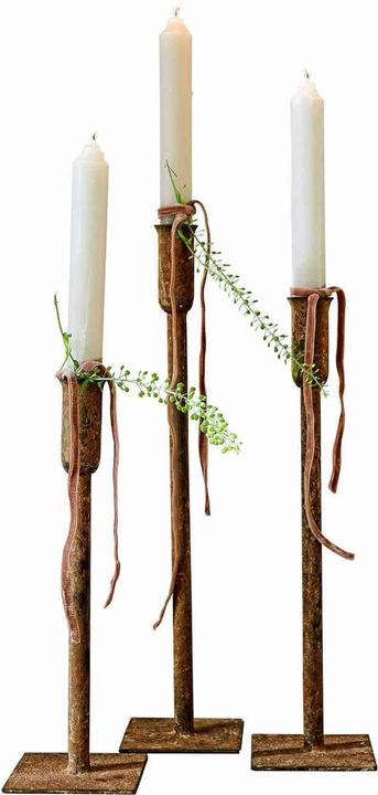 Loberon Kerzenhalter 3er Set Viverto antikbraun