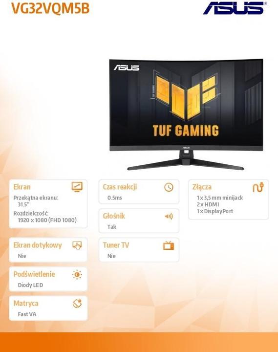 Image du produit ASUS TUF Gaming VG32VQM5B Gaming Monitor (1920 x 1080 pixels, 31.50")