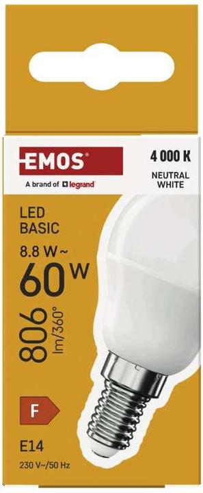 Image du produit Emos LED BASIC MINI GLOBE 8,8W(60W) 806lm E14 NW (E14, 8.80 W, 806 lm, 1 x, F)
