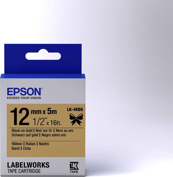 Productafbeelding Epson Labelcassette Lk-4kbk (1.20 cm, Goud, Zwart)