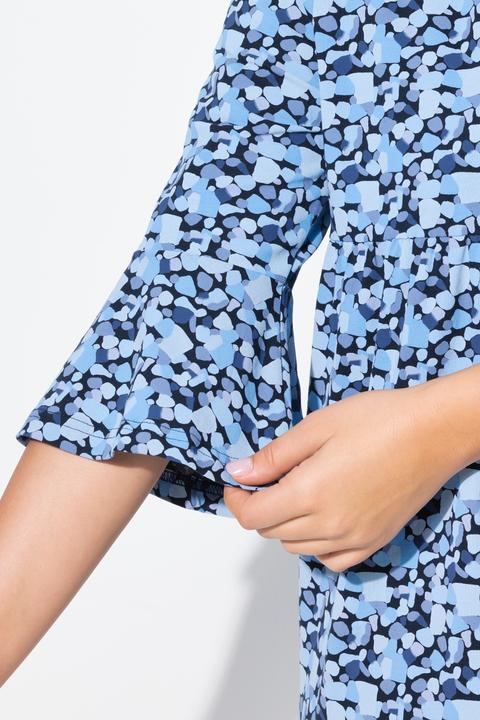 Produktbild Ulla Popken Jerseykleid, A-Linie, Tunika-Ausschnitt, 3/4-Arm (50, 52)