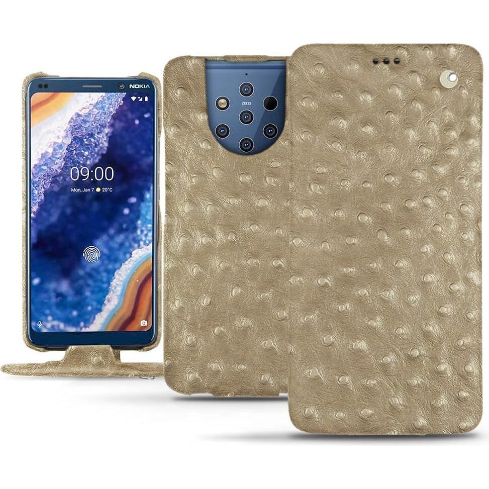Noreve Lederschutzhülle vertikal (Nokia 9 PureView), Smartphone Hülle, Beige