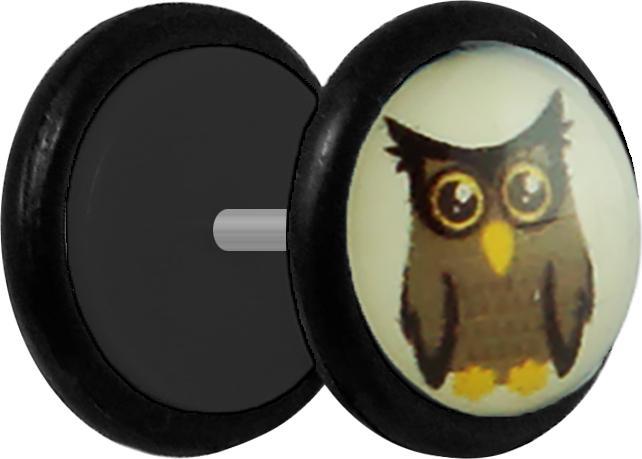Actual product image Star Piercing Fake Plug mit Eule (Acrylic, without brass)