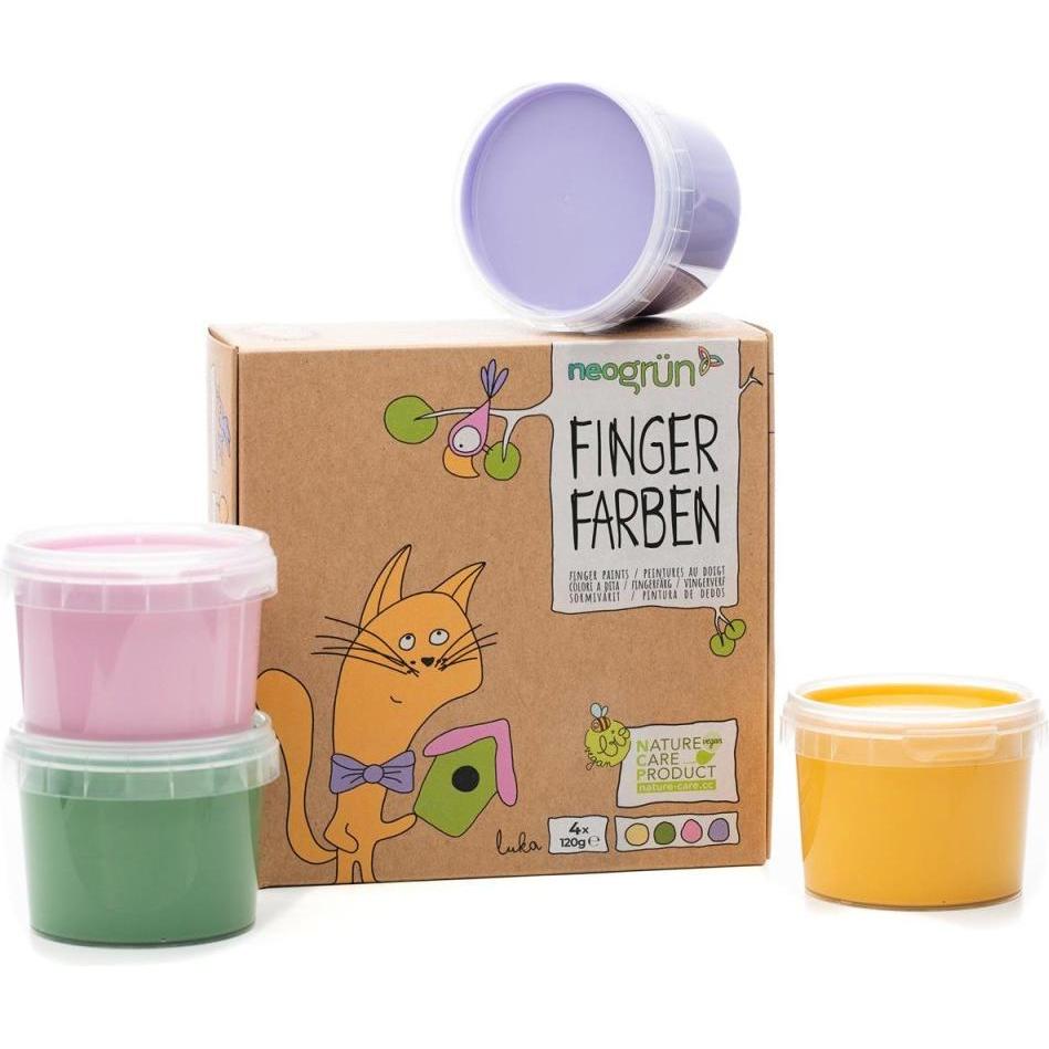 Thumbnail - Neogrün, Künstlerfarbe + Bastelfarbe, Fingerfarben Luka (Grün, Violett, Pink, Gelb)