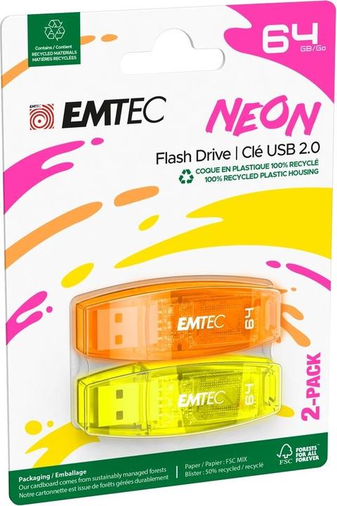 Produktbild Emtec USB2.0 C410 64GB P2 Neon (64 GB)