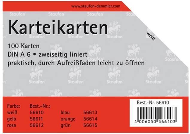 Immagine prodotto Staufen Schede A6/100 foderate di bianco (A6, 100x, 180 g/m²)