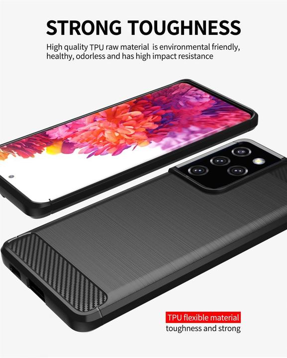 Actual product image Cadorabo TPU Ultra Slim carbon stainless steel Combi Cover (Samsung Galaxy S21 Ultra)
