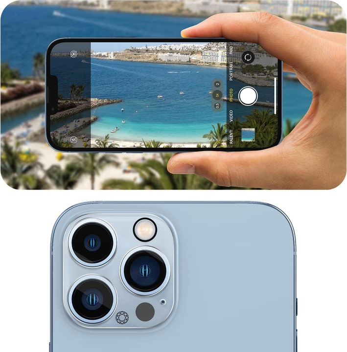 Actual product image Bigben Connected Rear camera film, camera glass, 9H+ hardness (1 Piece, Apple iPhone 13 Pro)