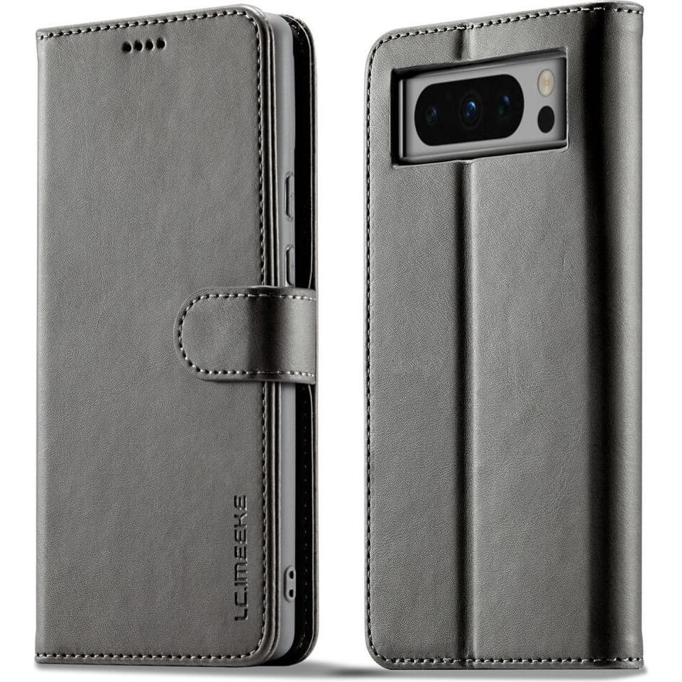 LC.Imeeke Google Pixel 8 Pro - Leder Etui Hülle grau (Google Pixel 8 Pro), Smartphone Hülle, Grau