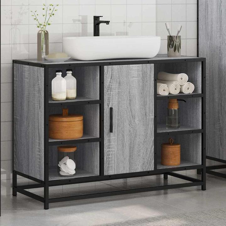 Produktbild vidaXL Waschbeckenunterschrank Grau Sonoma 80x33x60 cm Holzwerkstoff (80 x 33 x 60 cm)