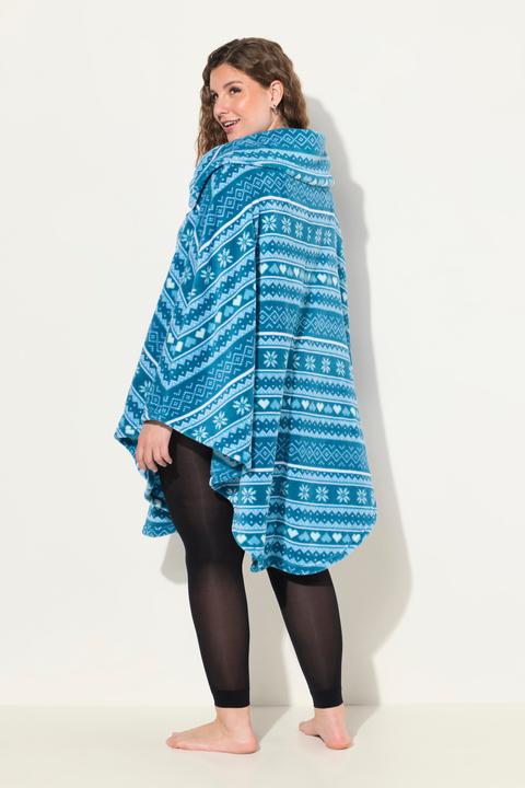 Produktbild Ulla Popken Homewear-Poncho, Norweger, Plüsch, Kragen, recycelt
