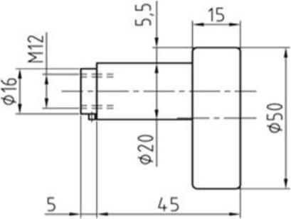 Nickal Flackknopf gekröpft black o. Rosette M12 (Door handle)