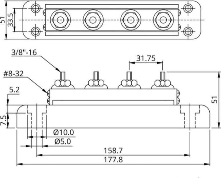 Actual product image Victron Energy Busbar 600A 4P M10 + cover (Terminal strips)