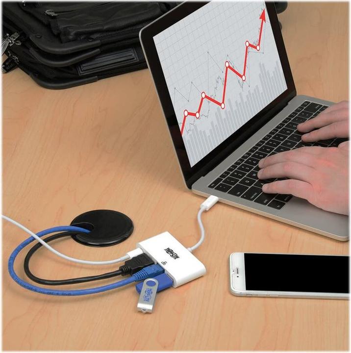 Actual product image Eaton USB-C Multiport Adapter - HDMI USB 3.0 Port GbE 60W PD Charging HDCP White (USB-C)