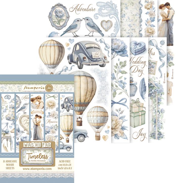 Produktbild Stamperia Washi Pad "Timeless", 8 Blatt, A5