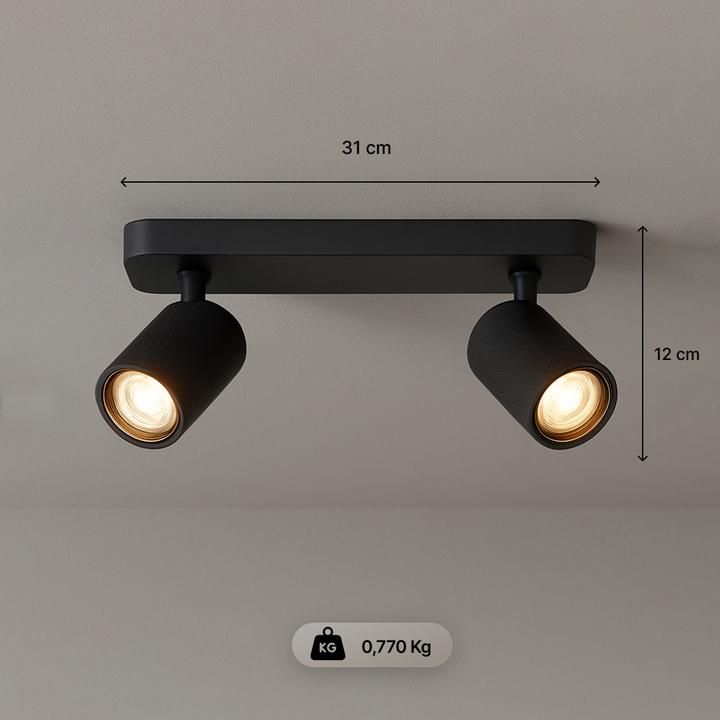 Produktbild Brilliant Plafondspot Marty GU10 2x5W 3000K - Zwart (345 lm, GU10)