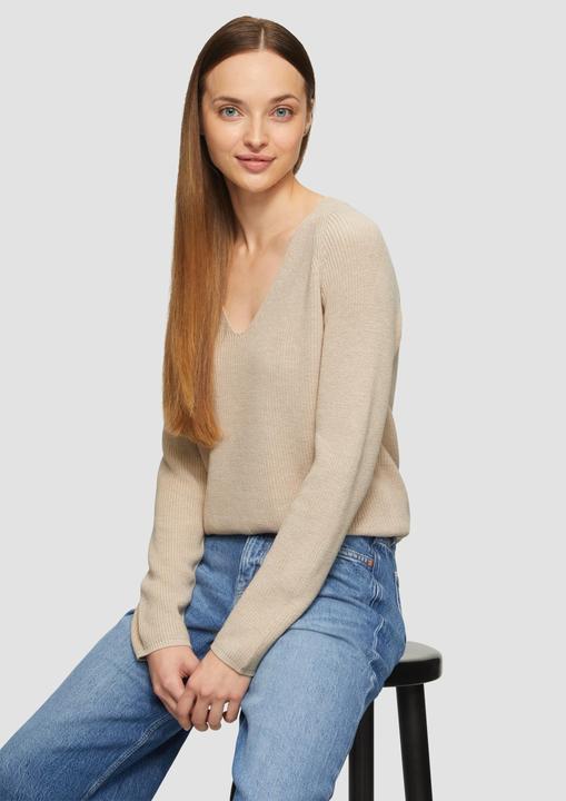 Produktbild S.Oliver Strickpullover Strickpullover mit V-Ausschnitt und Raglan-Ärmeln (44)
