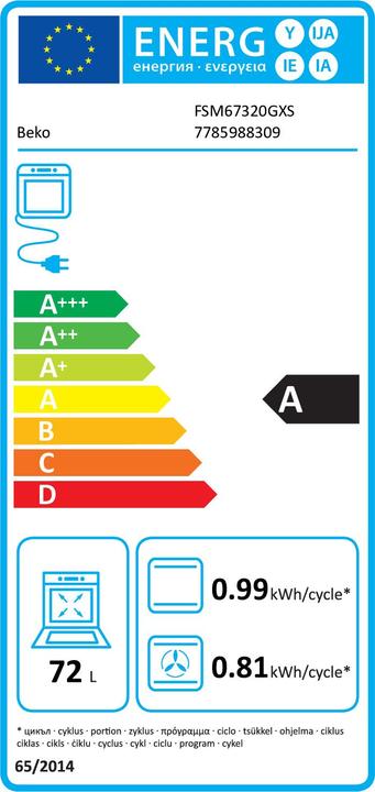 Etichetta energetica Beko FSM67320GXS