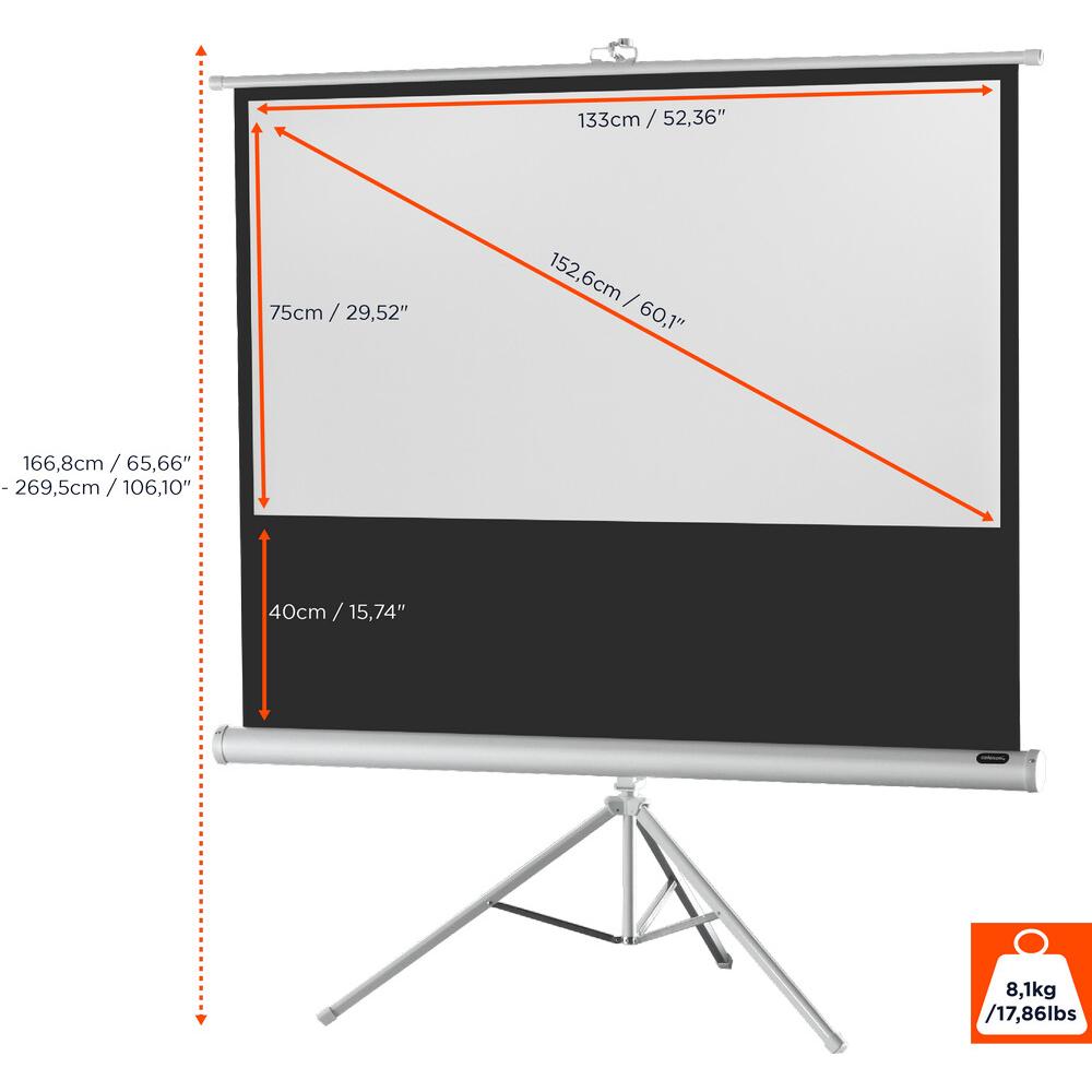 Thumbnail - Celexon Economy tripod screen - Projektionsbildschirm mit Stativ - 153 cm (60") (60", 16:9), Leinwand, Weiss, Schwarz