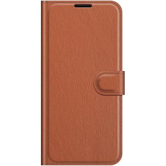MU Classic Litchi Leder Bookcover Series (Realme 8 5G), Smartphone Hülle, Braun