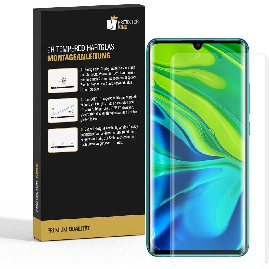 Thumbnail - Protectorking 4x echtes Tempered 9H Panzerhartglas 3D KLAR (4 Stück, Xiaomi Mi Note 10), Smartphone Schutzfolie
