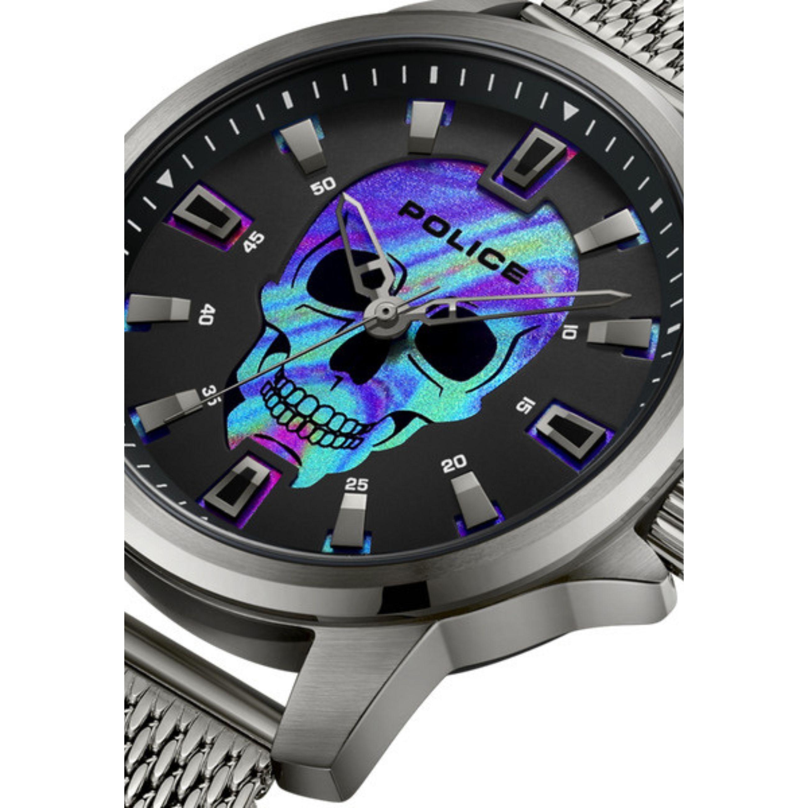 Police, Armbanduhr, Herrenuhr MENSOR, Schwarz, (Analoguhr, 44 mm)