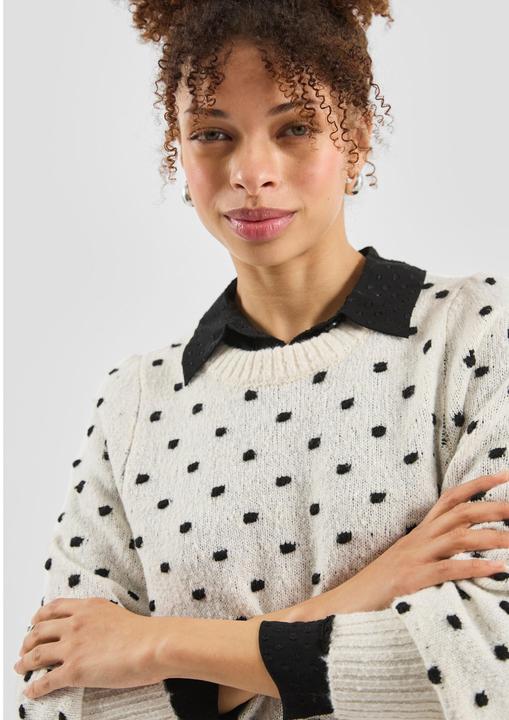 Produktbild s.Oliver Strickpullover Pullover mit Puffärmel und Punktemuster (M)
