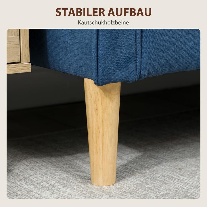 Produktbild Homcom 2-Sitzer-Sofa Samt, Eukalyptusholz Blau (2-Sitzer)