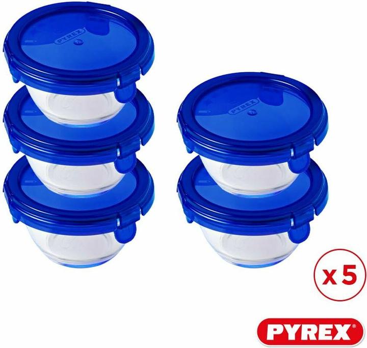 Productafbeelding Tefal & Go Ronde Schaal Met Deksel - Set van 5 Stuks - Blauw - Pyrex (0.20 l)