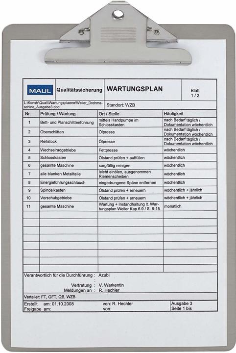 Actual product image Maul Clipboard (W x H D) 220 330 35 mm (22 x 33 x 3.5 cm)