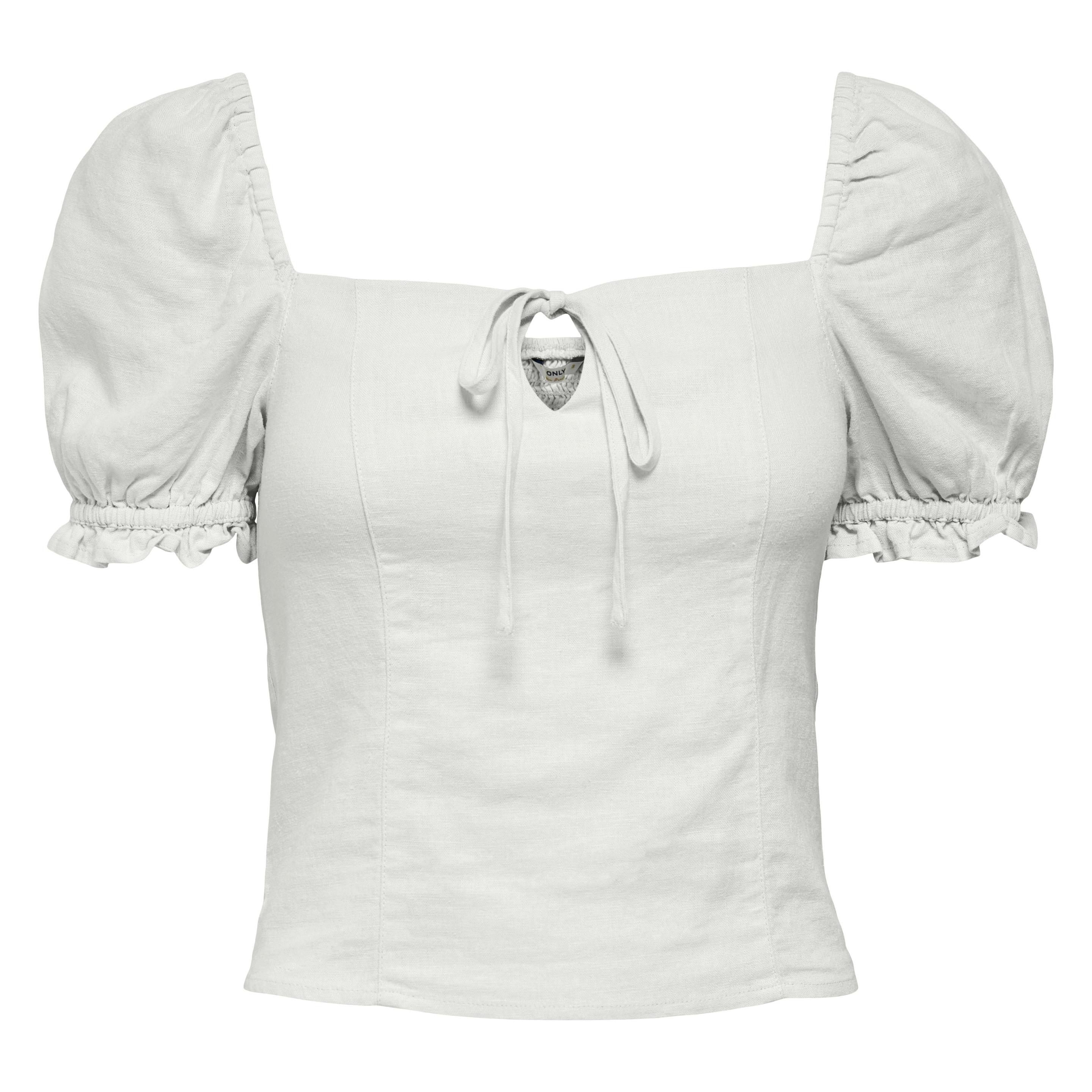 Only, Blusen, Onlcaro S/S Puff Linen Blend Top Pnt, (M)